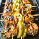 Grilled Salmon Skewers with Garlic and Dijon