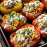 Buffalo Chicken Stuffed Peppers - Dairy Free & Low Carb