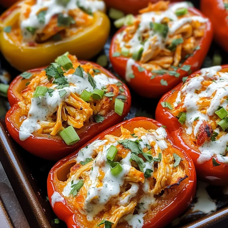 Buffalo Chicken Stuffed Peppers - Dairy Free & Low Carb