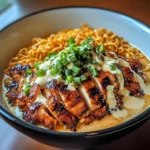 Fiery Chicken Ramen with Creamy Garlic Sauce