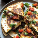 Mediterranean Quesadillas with Spinach, Feta, Mozzarella, and Red Onion