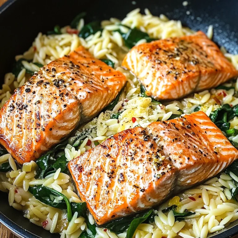 One Skillet Salmon with Lemon Orzo