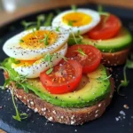 Avocado Tomato Cottage Toasts with Jammy Eggs