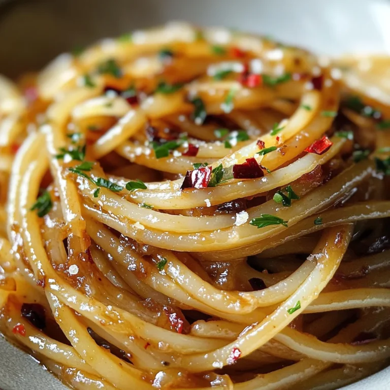 Caramelized Onion Pasta with Chilli Oil