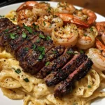 Creamy Cajun Steak and Shrimp Alfredo
