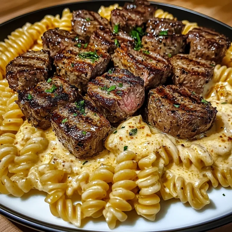 Creamy Garlic Butter Steak Bites with Spicy Cajun Alfredo Twisted Pasta