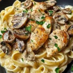 Creamy Garlic Mushroom Chicken Fettuccine