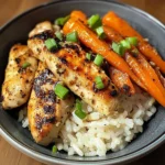 Garlic Butter Chicken Bowl with Roasted Carrots & Rice