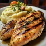 Grilled Garlic Herb Chicken with Creamy Mashed Potatoes & Fresh Garden Salad