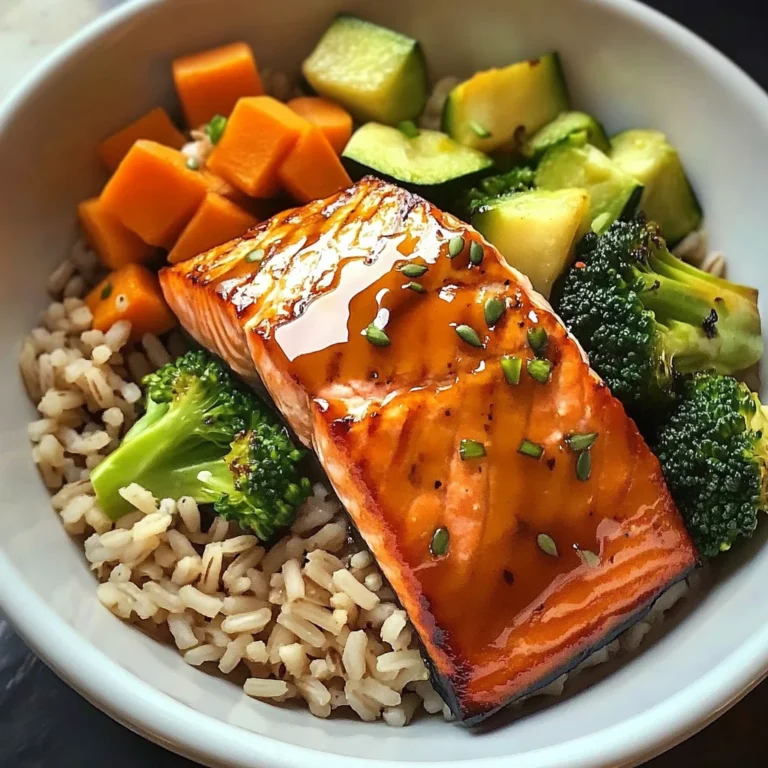 Honey-Glazed Salmon Bowl with Brown Rice & Steamed Veggies