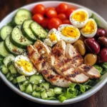 Mediterranean Chicken & Egg Salad Bowl with Avocado & Feta