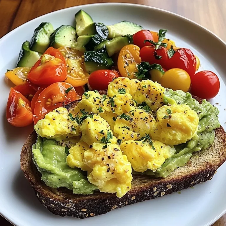 Rainbow Avocado Toast with Scrambled Eggs & Veggie Medley