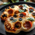 Cheesy Halloween Pizza Skulls