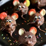 Halloween Dessert - Strawberry and Chocolate fudge mice