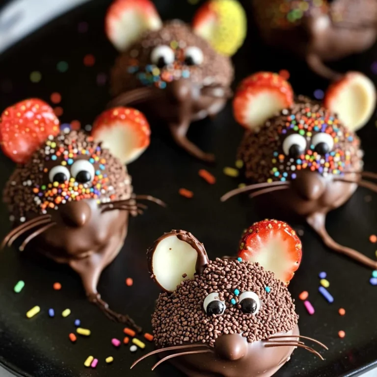 Halloween Dessert - Strawberry and Chocolate fudge mice