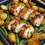 One-Pan Garlic Herb Chicken with Crispy Potatoes & Green Beans