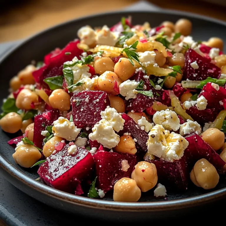 Chickpea, Beet & Feta Salad with Lemon-Garlic Vinaigrette