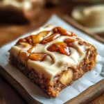 Cinnamon Blondies with Caramelized Apples and Cream Cheese Frosting