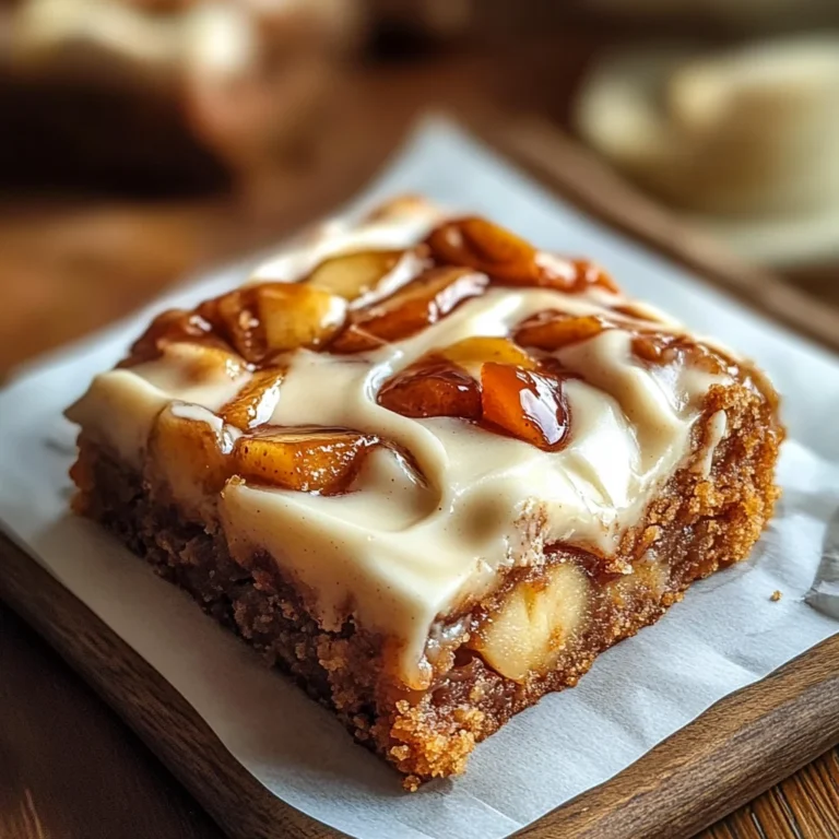 Cinnamon Blondies with Caramelized Apples and Cream Cheese Frosting