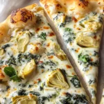 artichoke pizza with spinach parmesan cream sauce