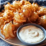 Bite-Sized Blooming Onions with Buttermilk Ranch Dip Delight