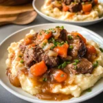 Fall Apple Cider Stew over Mashed Potatoes