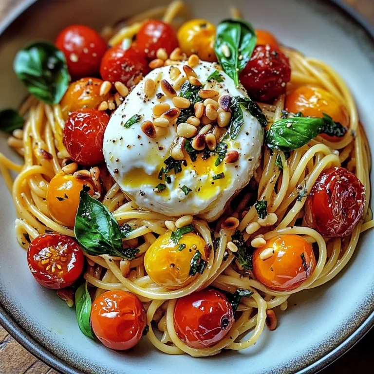 Pâtes au Soleil: Burrata, Tomates Confites et Pignons