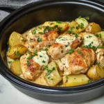 Slow Cooker Parmesan Garlic Chicken and Potatoes